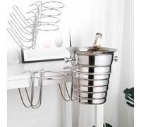Porte-seau de champagne suspendu d'or pour table, 4 packs de support de refroidisseur de vin de glace en acier inoxydable, accessoires de barre d'économie d'espace pour KTV Party Outdoor Dining, rack