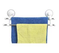 TENDANCE - Porte Serviette 2 Barres Acier Inoxydable sur Ventouses - Blanc - Salle de Bain - Accessoire Utilitaire