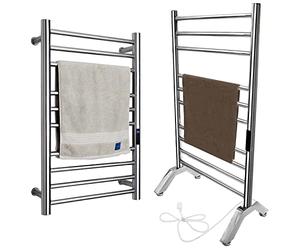 Porte Serviette Chauffant,Seche Serviette Electrique sur Pied Et Mural,Radiateur Chauffe Serviette électrique Salle De Bain 304 Acier Inoxydable 10 Barres,Plug-in