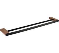 Porte-serviette double GALLA en laiton noir et doré 60 x10,4x2 cm