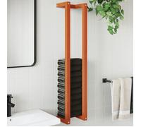 vidaXL Porte-serviette Sèche-serviettes avec étagère Bois de pin massif Marron cire 23x18x110 cm