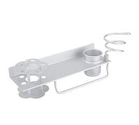 Porte-serviette mural aluminium pour salle de bain, organisateur élégant | Support spiralé pour sèche-cheveux, gobelet de rangement pratique, capacité de charge 5 kg, finition lisse résistante à