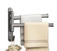 Porte Serviette Mural, Porte Serviettes sans Percage, Porte Serviette Muralavec Double Pivotant à 180° - Installation Facile pour Salle de Bain, Cuisine, Toilette
