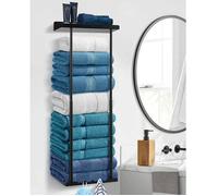 Porte Serviette Mural sans Perçage Porte Serviette Salle de Bainavec Patere Salle de Bain -Convient pour Le Rangement Noir