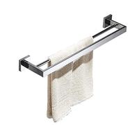 Porte Serviette Murale Salle de Bain, Double Barre Porte-Serviettes, Chromé Miroir Poli, 60 cm