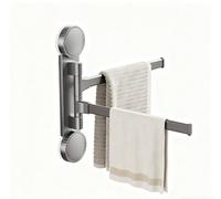Porte Serviette Salle de Bain à Ventouse, Pivotant à 180°Porte Serviette Mural Doubles Tiges, Aluminium Space, Gris Acier