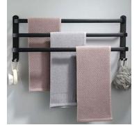 Porte serviette salle de bain - Sans perçage possible Alliage aluminium robuste - Sèche serviettes mural - Noir mat 60cm