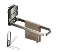 Porte Serviette sans Percage, Porte Serviette Noir, Ventouse Support Serviette Salle de Bain Mural, pour Suspendre des Serviettes, des Torchons, des Cintres et des Pinces à Linge, Pliable, Métal