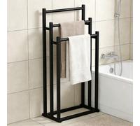 Porte Serviette sur Pied Salle de Bain à 3 Niveaux, Support Serviettes Autoportant en Métal, pour Serviettes, Vêtements Fer
