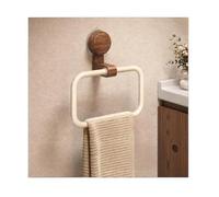 Porte Serviette Ventouse Murale Anneau Serviette en bois | Anneau porte-serviette à ventouse solide sans perçage, Mini Support de Serviette, Support Mural pour Salle de Bain,Blanc
