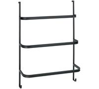 WENKO Porte Serviettes 3 Barres Irpinia | 2 Crochets supplémentaires | 3 Barres 54,5cm | sans perçage, à Suspendre sur Toutes Les Portes | Acier Noir Mat | 54,5x77,5x21,5cm