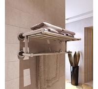 Porte-serviettes 6 barres en acier inoxydable - Montage mural - 61 x 23 x 16 cm - Avec étagère - Pour salle de bain, douche, chambre d'amis, antirouille, organisateur à suspendre et sécher