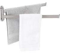 Porte-serviettes à 2 barres, pivotant, en acier inoxydable brossé 18/8, longueur 50 cm, pour salle de bain