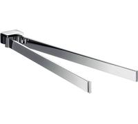 Porte-serviettes à deux bras pour montage mural, porte-serviettes de bain pivotant en aluminium, barre de haute qualité pouvant accueillir deux serviettes, couleur chrome, chrome