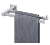Porte-serviettes à double barre en acier inoxydable 304 à visser avec vis dissimulées, porte-serviettes de bain Twin Bar avec crochets antidérapants, fixation murale, finition brossée