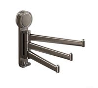 Porte-serviettes à ventouse avec bras oscillant rotatif, organiseur mural pliable pour salle de bain, cuisine, crochets pivotants à 180 degrés, support ABS peu encombrant, gris (gris)