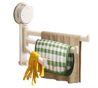 Porte-serviettes à ventouse, support d'évier de cuisine, support rotatif multi-barres pour rebord de fenêtre, salle de bain (blanc)