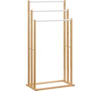 Porte-serviettes - Autonome - 3 barres - Bambou & Acier - 48 x 25,8 x 94 cm - Salle de bain & buanderie - Blanc