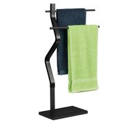 Porte-serviettes autoportant, 2 barres, 85x43,5x20 cm, noir
