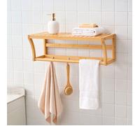 Porte-serviettes avec crochets Langeland bambou 20,5 x 59,5 x 25,5 cm naturel