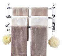 Porte-serviettes, barres à serviettes en acier inoxydable avec crochets, barre à serviettes de salle de bain à fixation murale, porte-serviettes pour salle de bain, cuisine, toilettes, porte-serviette