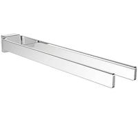 Porte-serviettes Cue à deux bras, à coller ou à visser, barre rigide en métal, porte-serviettes de haute qualité pouvant accueillir deux serviettes, chromé
