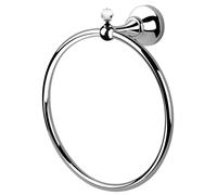 Porte-serviettes de luxe / anneau porte-serviettes avec cristal Swarovski argent 20,2 x 9,3 x H. 22 cm - Accessoires de salle de bain de luxe Italy