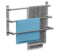 Porte-serviettes de salle de bain sans perçage, fixation murale, acier inoxydable 304 brossé, porte-serviettes de 70 cm avec crochets, support mural stable à 3 niveaux pour salle de bain, cuisine et t