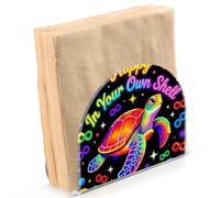 Porte-serviettes de table en acrylique, distributeur de serviettes en | Décoration de cuisine, salle à manger, décoration d'intérieur, comptoir de bar, 1 lot de tortue arc-en-ciel Be Happy in Your