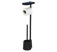 Porte-serviettes de toilette noir 3 en 1 WENKO ALBELLA avec support pour téléphone