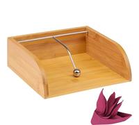 Porte-Serviettes/Distributeur Westmark, Poids en Acier Inoxydable, 33 x 33 cm - Serviettes Pliées en 1/4, Dimensions : 21,5 x 20 x 7 cm, Bambou/Acier Inoxydable, Tapas + Friends, Brun/Argent, 69942270