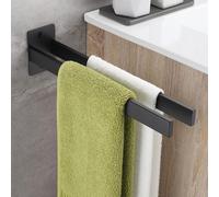 Porte-serviettes double, 38 cm, finition noire mate, en acier inoxydable SUS304, à fixer au mur