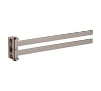 Porte-serviettes double rotatif NIL en laiton métal gris poli 37 cm