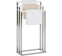 Porte-serviettes EDOARDO, en métal chromé et bois lasuré blanc Chromé/Blanc G
