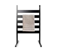 Porte-Serviettes électrique Chauffant 60W - Sèche-Serviette sur Pied ou Mural - Chauffage Rapide, Faible consommation, minuterie 2-4 h, Acier INOX, Design Moderne Salle de Bain - 55°C - 5 Barres Noir