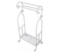 Porte-serviettes en acier blanc vieilli 37 x 33 x H 90 cm