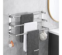 Porte-serviettes en acier inoxydable, extensible de 43 à 78 cm, à fixer au mur, avec 3 niveaux, finition argentée