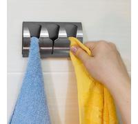 Porte-serviettes en forme de cloche, sans perçage, avec 3 pinces autocollantes, porte-torchons pour la cuisine et la salle de bains, en acier inoxydable brossé