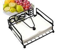 Porte-serviettes En Métal - Support De Base Carré Rustique, Récipient À Mouchoirs En Fer Forgé | Organisateur De Fête À Bras Lesté De Style Boîte, Décor De Salle À Manger De Cuisine Industrielle Vinta