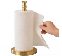 Porte-serviettes en papier avec poteau élégant, base lourde en acier inoxydable, finition brossée dorée, support de papier essuie-tout, support de papier essuie-tout, support de papier essuie-tout qui