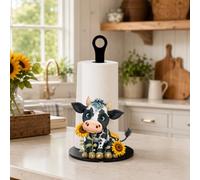 Porte-serviettes en papier en forme de vache, tournesol, bovins, décoration de cuisine, salle de bain, support de serviettes de ferme avec base ronde pour accessoires de comptoir de maison