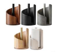 Porte-serviettes en papier monté sur le comptoir avec base en bois et tige de fer verticale pour une manipulation stable des rouleaux (couleur bois)
