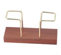 Porte-serviettes en pour bois de Noyer et Acier Inoxydable Doré Lot de 2 - Support Serviette Cuisine Stable Base Épaisse Décoration Table Élégante 16x5x9cm