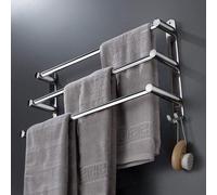 Porte-serviettes extensible 43-78 cm en acier inoxydable sans percer - porte-serviettes mural adapté à la salle de bain et à la cuisine - porte-serviettes de bain (argenté 3 couches) Porte-serviettes