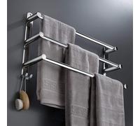 Porte-serviettes extensible 43-78CM en acier inoxydable Sans percer Barre à serviettes murale Étagère murale Convient pour salle de bains cuisine porte-serviettes (Argent 3 couches)
