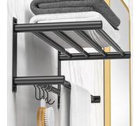 Porte-serviettes extensible de 43 à 76 cm pour salle de bain et cuisine, porte-serviettes de cuisine, crochets pour torchons, fixation murale en acier inoxydable SUS304, sans perçage, réglable (croche