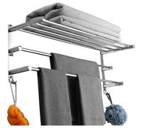 Porte-serviettes extensible, de 43 à 78 cm, en acier inoxydable, sans perçage, étagère murale pour salle de bain ou cuisine