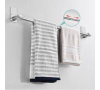Porte-serviettes extensible en acier inoxydable, 30-60 cm, argenté, pour salle de bain, à fixation murale