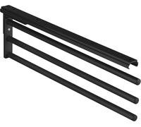 Porte-serviettes | H6008 | Porte-serviettes à 3 bras extensibles | 1 pièce | Porte-torchon de 465 mm de long, noir | Barre porte-serviettes pivotante à 90° pour armoires de salle de bains et de cuisin