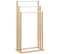 Porte-serviettes - HOMCOM - en bambou sur pieds avec 3 barres support étagère salle de bain - bambou - 48x25 8x94cm